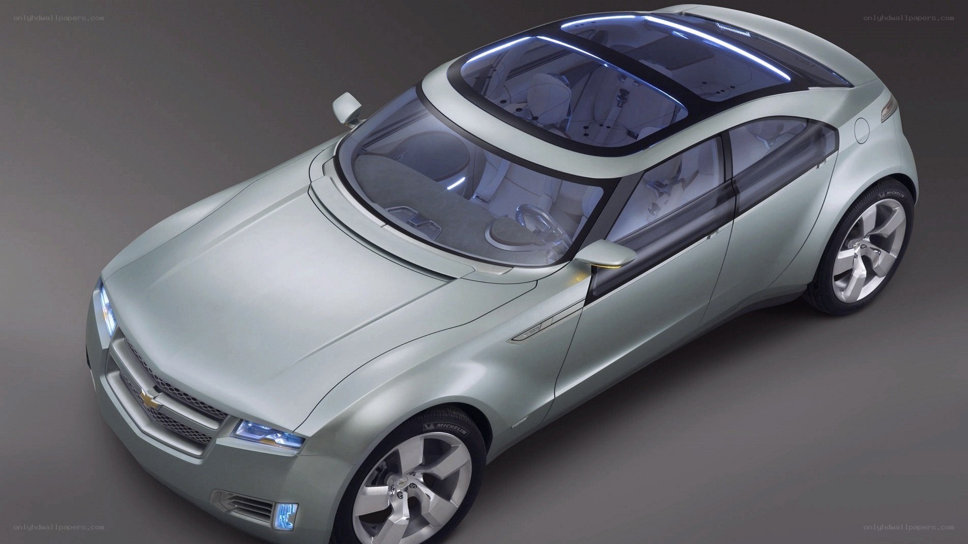 Silver concept car from above