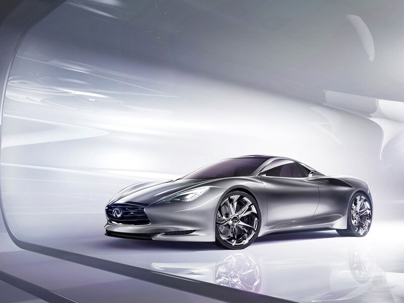 Silver Concept Car — Futuristic, 3d Render, Showroom