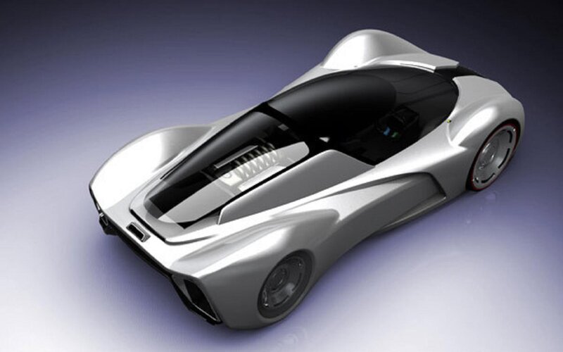 Silver Concept Car — Futuristic, 3d Render