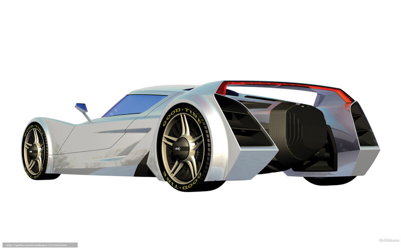 Silver Concept Car — Futuristic, 3d Render, Tires