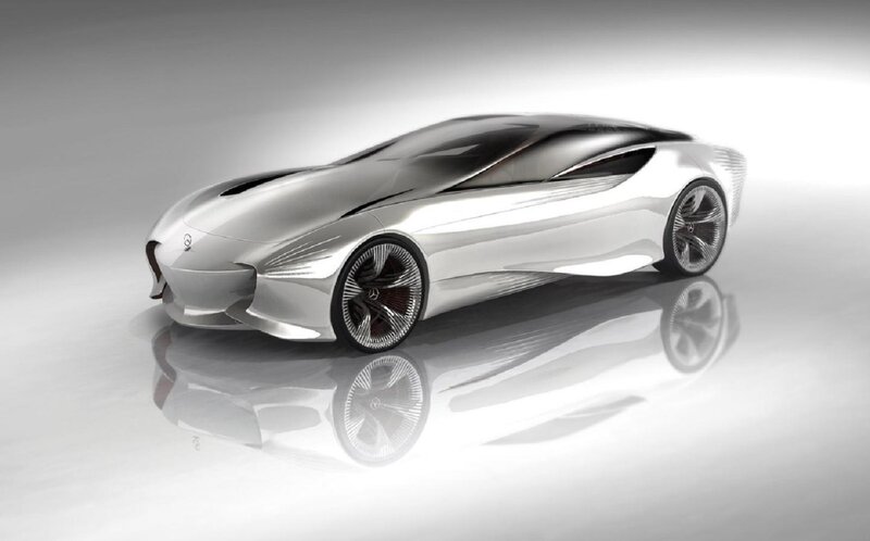 Silver Concept Car — Futuristic, 3d Render, Wheel
