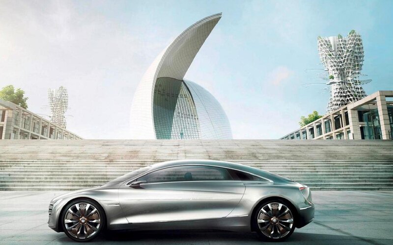 Silver Concept Car — Futuristic, Afternoon
