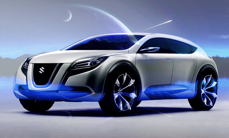 Silver Concept Car — Futuristic, Night