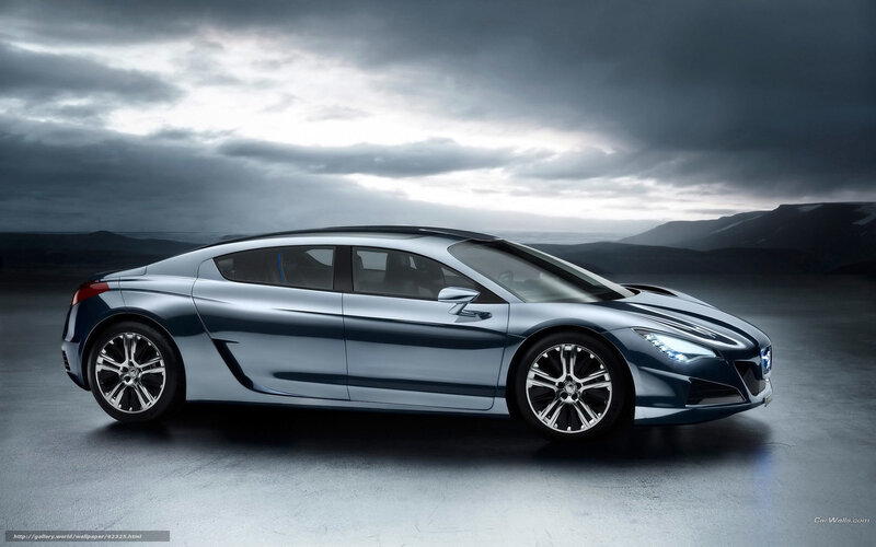 Silver Concept Car — Gray, Dramatic, 3d Render, Clouds