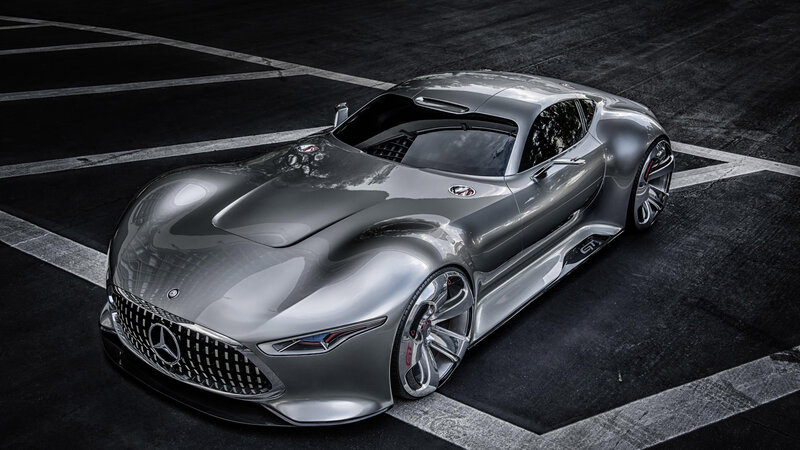Silver Concept Car — Gray, Dramatic, 3d Render, Parking Lot, Wheel