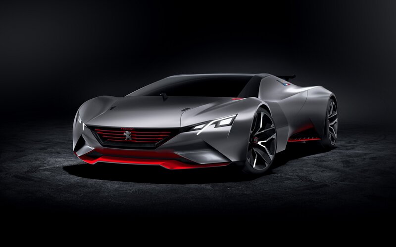 Silver Concept Car — Gray, Dramatic, 3d Render, Red Accents, Dark Background, Wheels