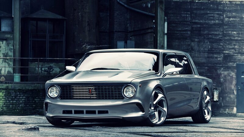 Silver Concept Car — Gray, Dramatic, Digital Art, Building