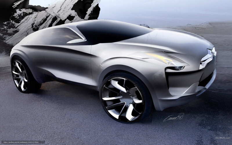 Silver Concept Car — Gray, Dramatic, Digital Art, Road