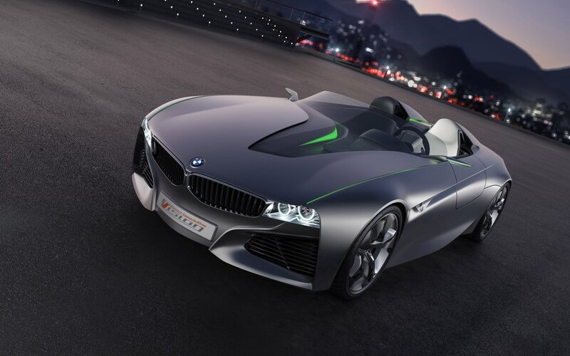 Silver Concept Car — Gray, Dramatic, Night, 3d Render, City Lights
