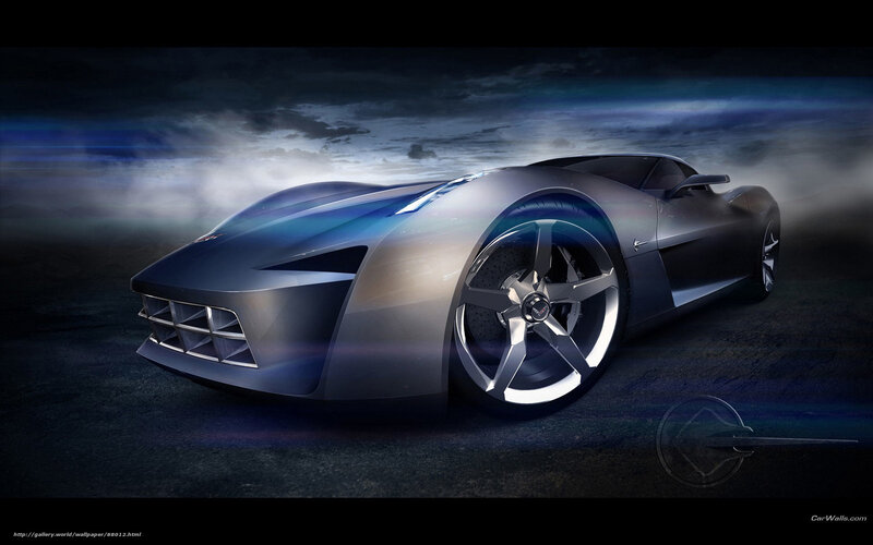 Silver Concept Car — Gray, Dramatic, Night, Digital Art, Sky