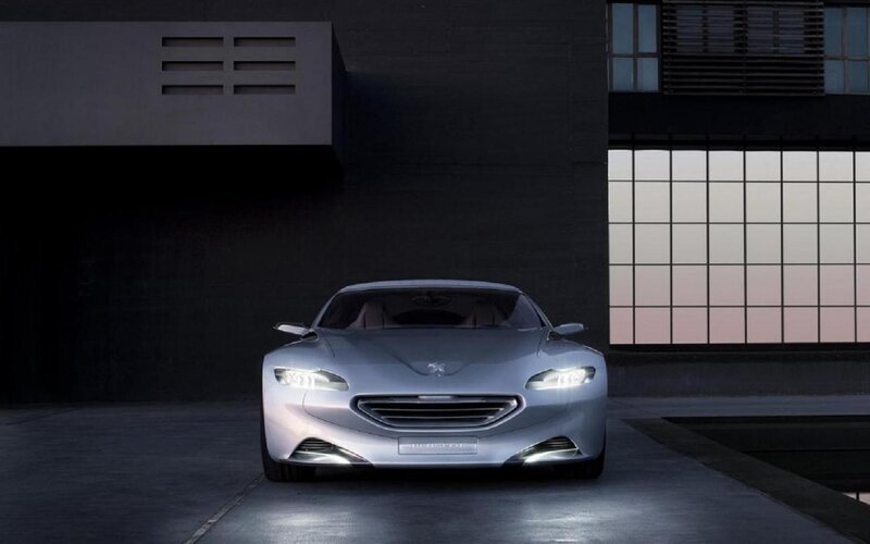 Silver Concept Car — Gray, Dramatic, Night, Photograph, Building, Windows