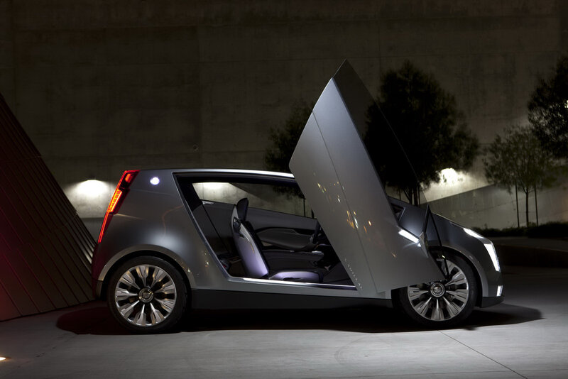 Silver Concept Car — Gray, Dramatic, Night, Photograph, Car Door
