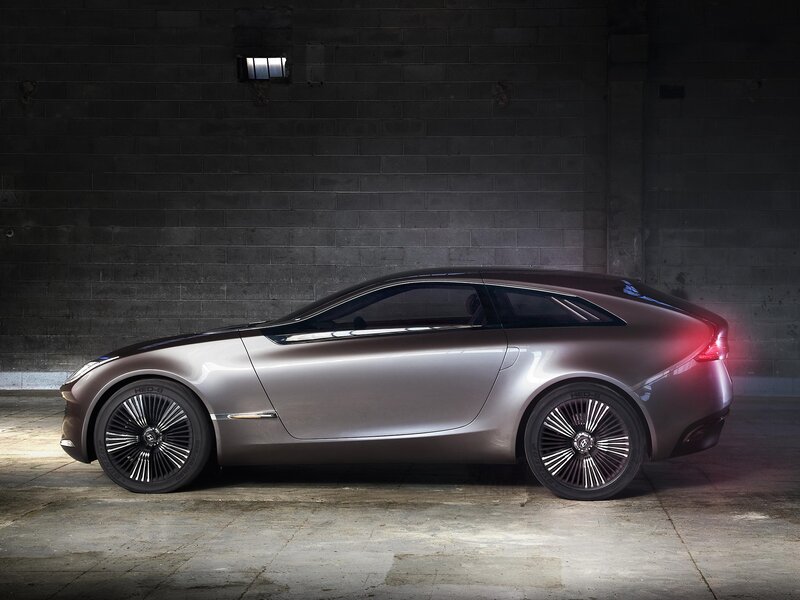 Silver Concept Car — Gray, Dramatic, Photograph, Brick Wall, Concrete Floor