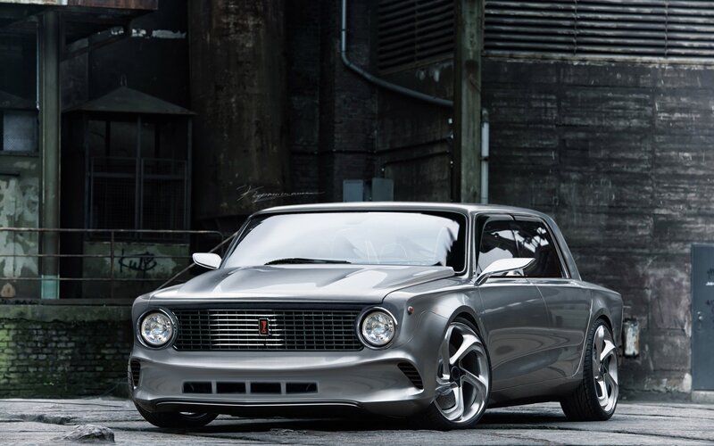 Silver Concept Car — Gray, Dramatic, Photograph, Building, Graffiti