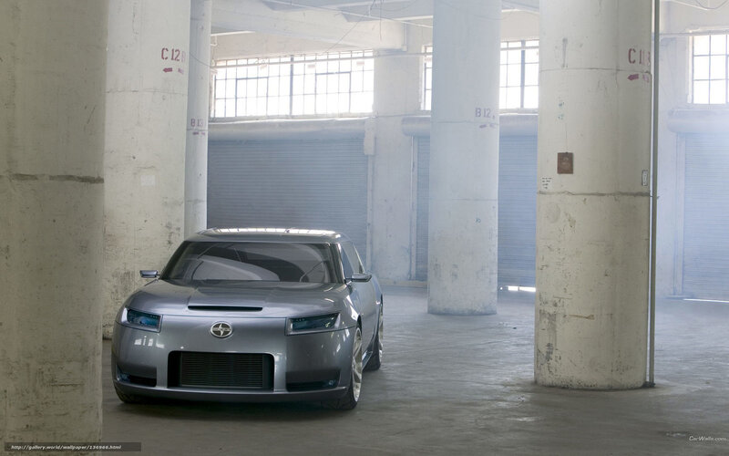 Silver Concept Car — Gray, Dramatic, Photograph, Concrete Pillars