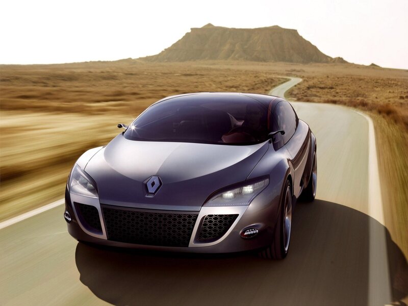 Silver Concept Car — Gray, Dynamic, Afternoon, 3d Render, Road, Mountain