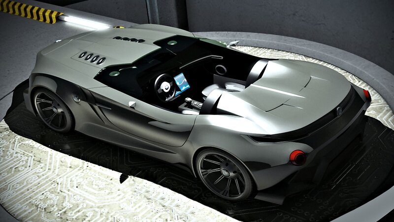 Silver Concept Car — Gray, Futuristic, 3d Render, Circuit Board