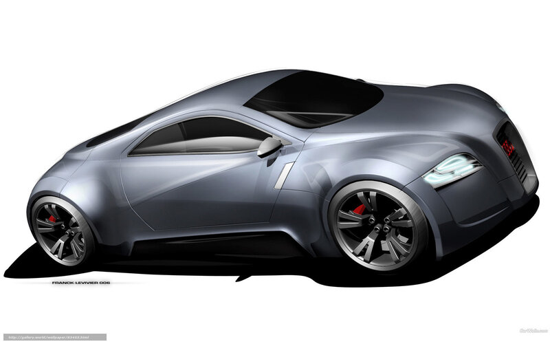 Silver Concept Car — Gray, Futuristic, Digital Art, Wheels, Headlights