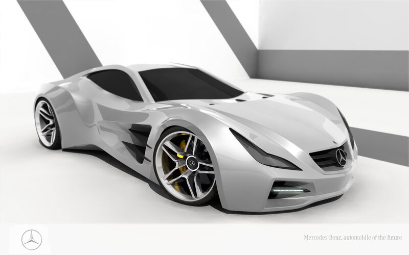 Silver Concept Car — Gray, Futuristic, Digital Art, Wheels