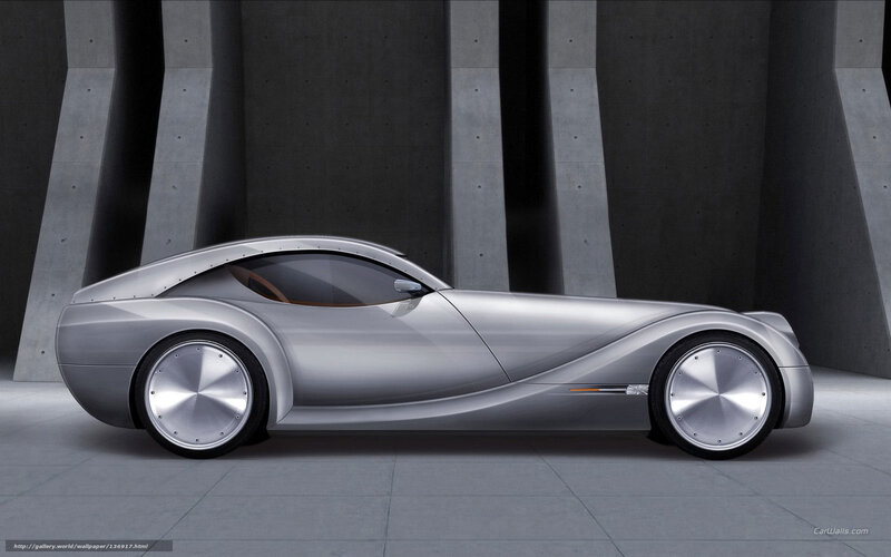 Silver Concept Car — Gray, Modern, 3d Render, Concrete Pillars