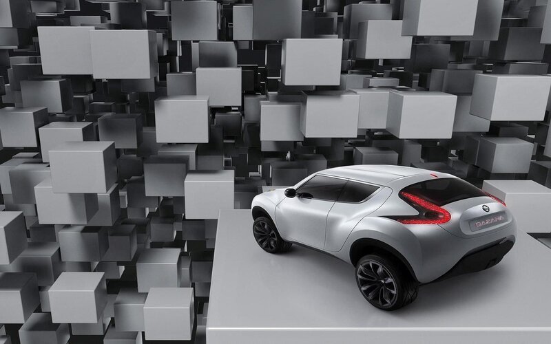 Silver Concept Car — Gray, Modern, 3d Render, Cube Structure