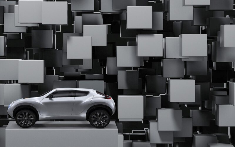 Silver Concept Car — Gray, Modern, 3d Render, Cubes