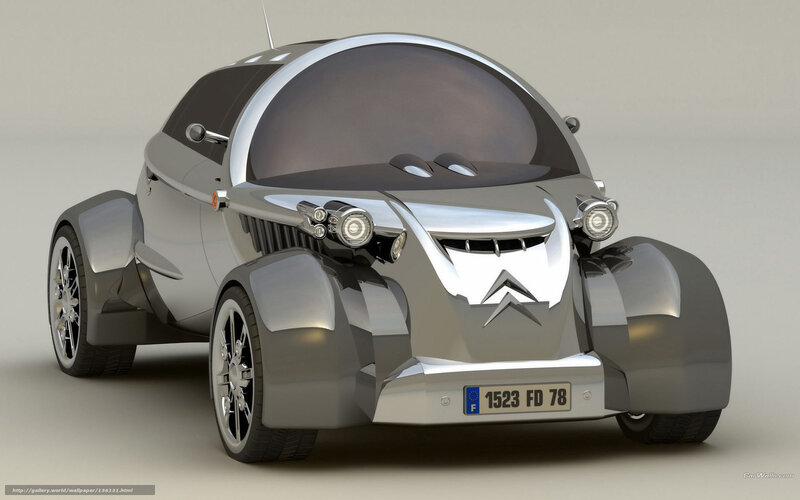 Silver Concept Car — Gray, Neutral, 3d Render, License Plate, Headlights
