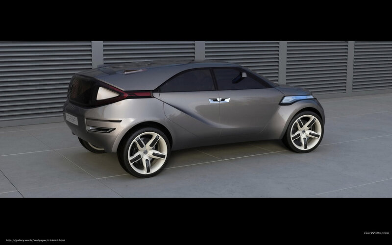 Silver Concept Car — Gray, Neutral, 3d Render, Wall
