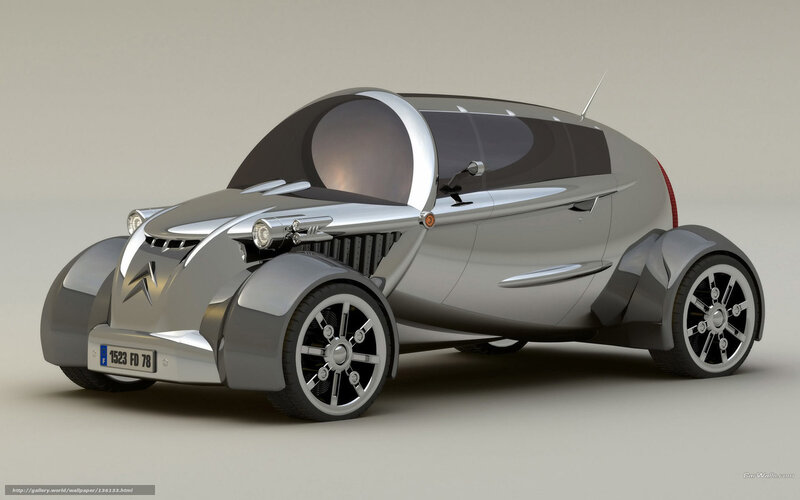 Silver Concept Car — Gray, Neutral, 3d Render, Wheel, Headlight