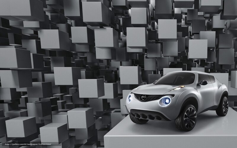 Silver concept car in cube art