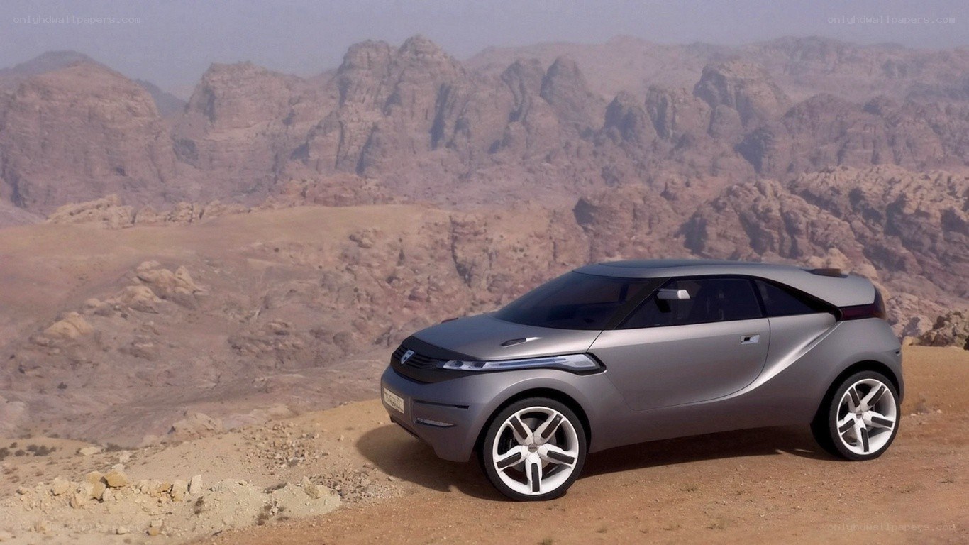 silver concept car in desert