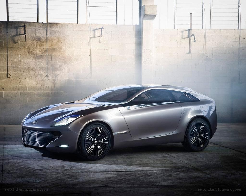 silver concept car in garage