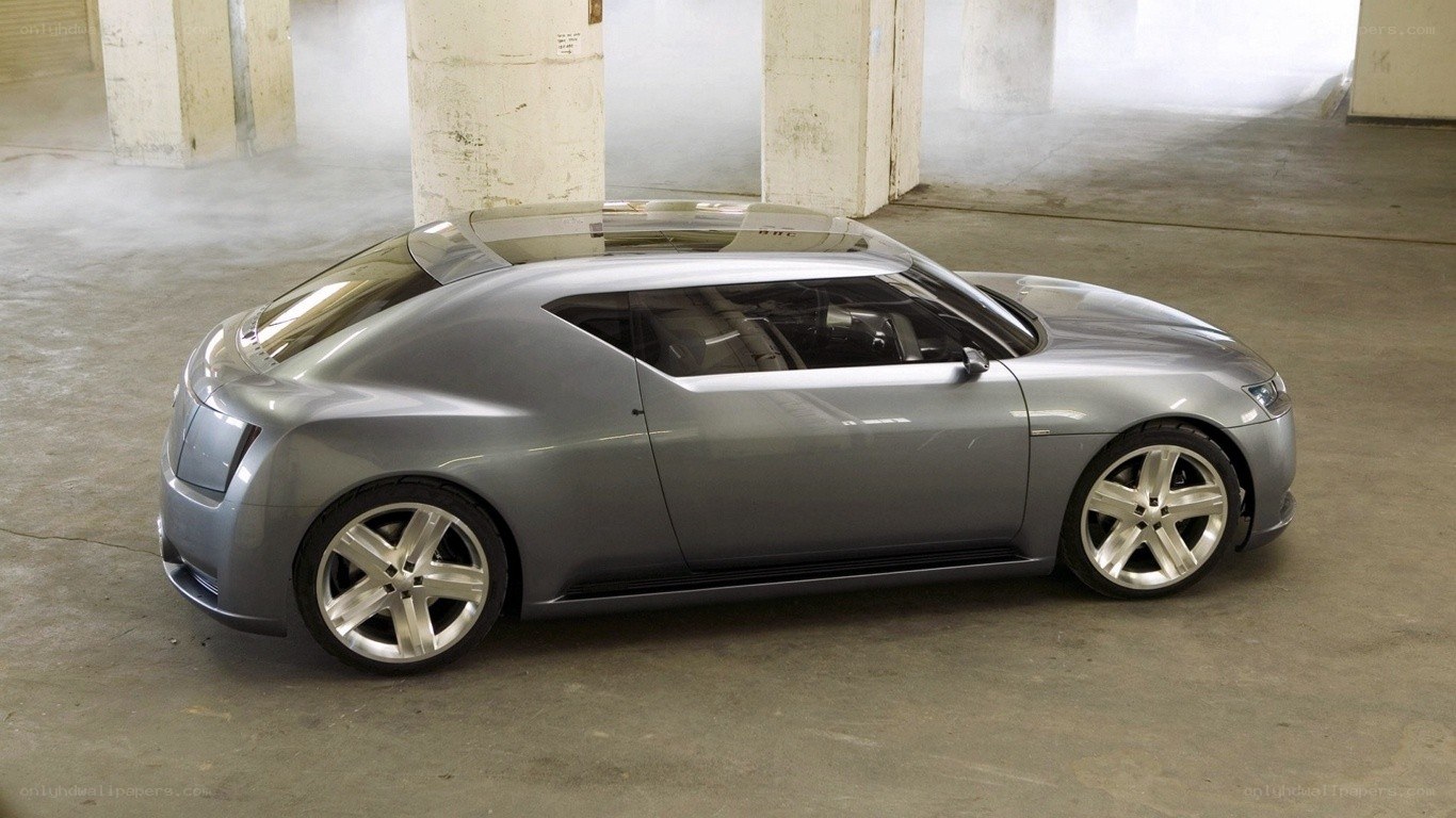 silver concept car in garage