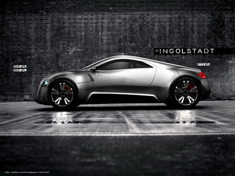 Silver concept car in garage