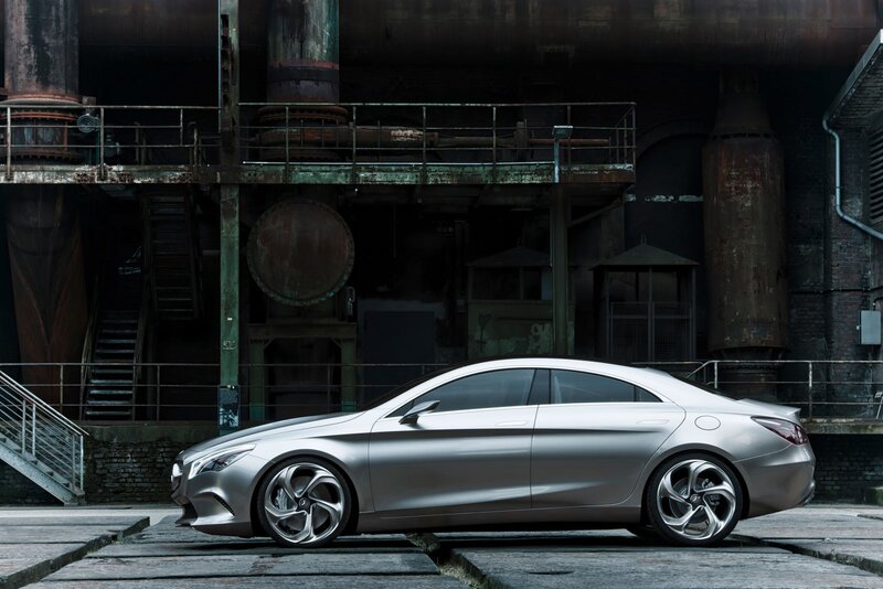Silver concept car in industrial setting