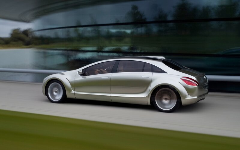 silver concept car in motion
