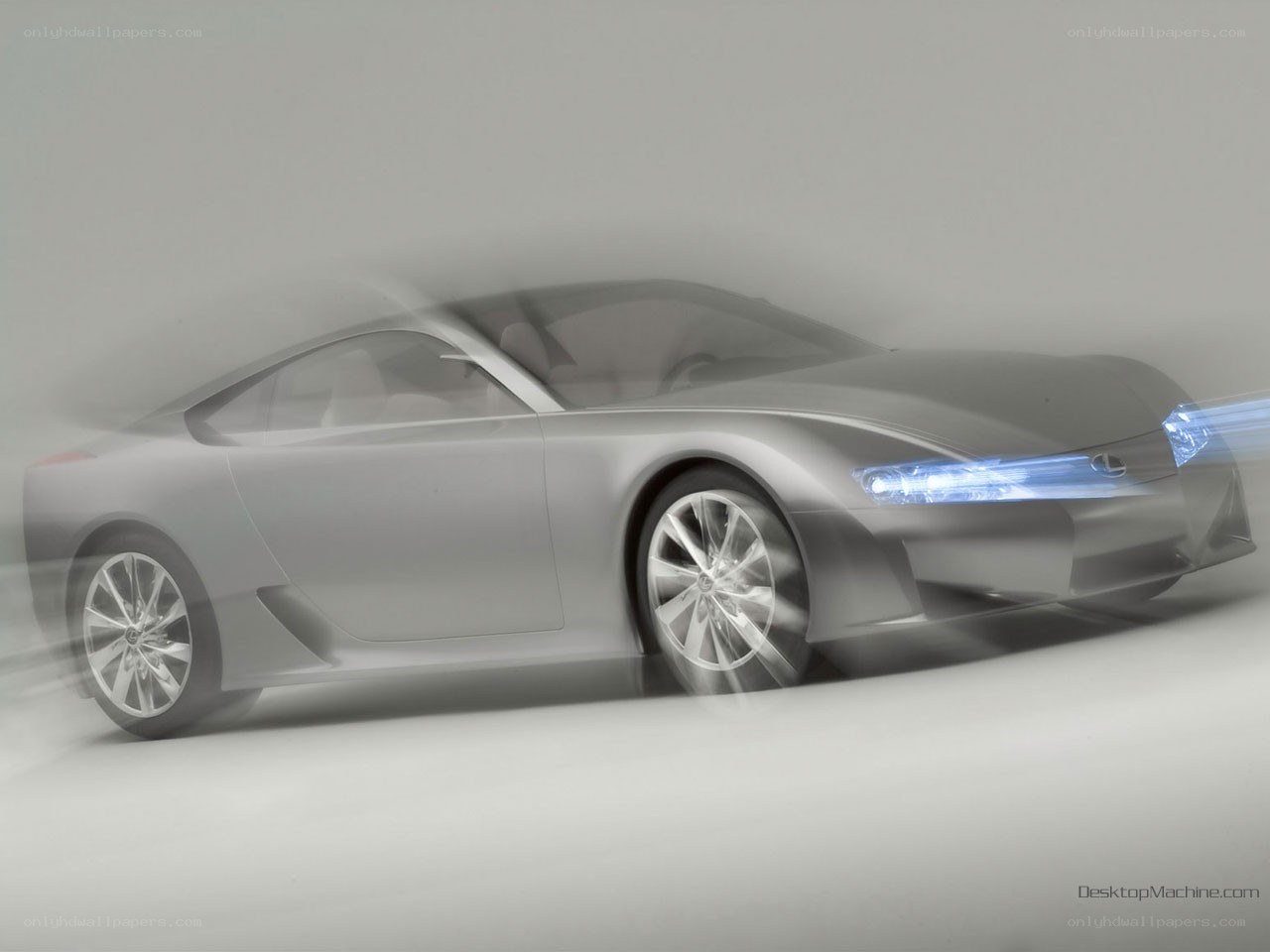 silver concept car in motion