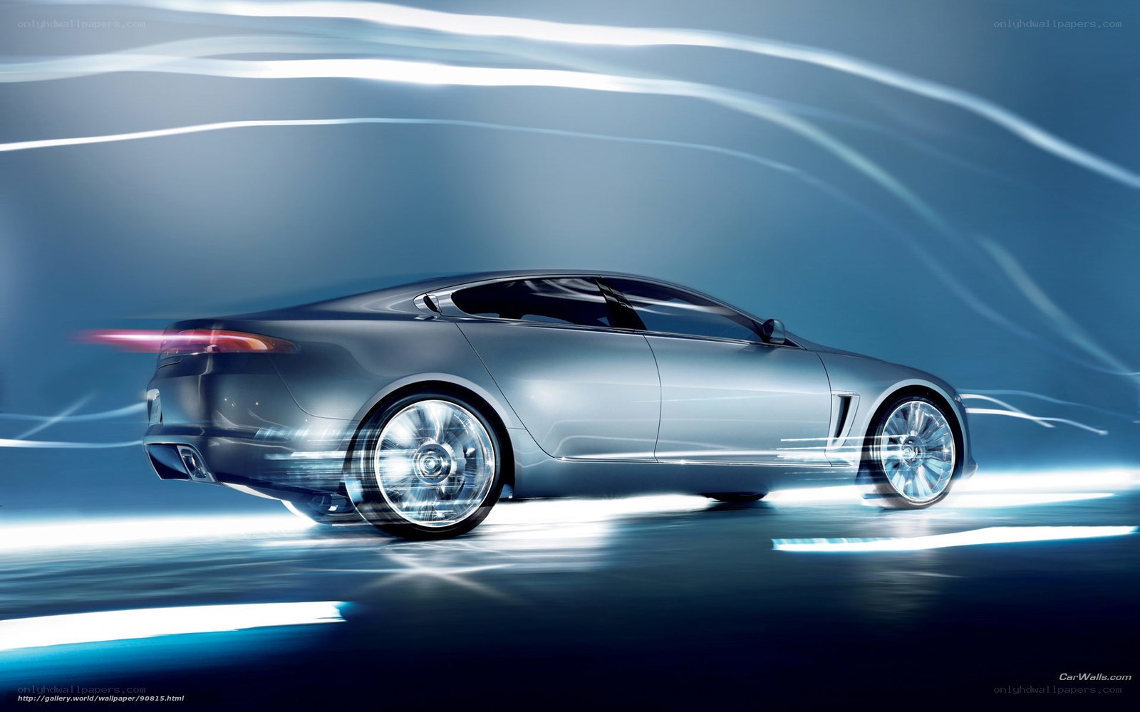 Silver concept car in motion