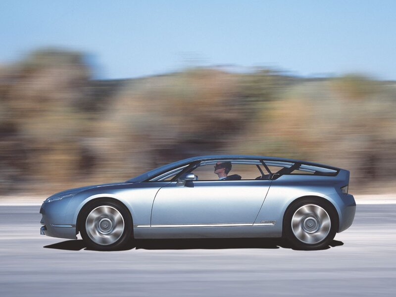 silver concept car in motion