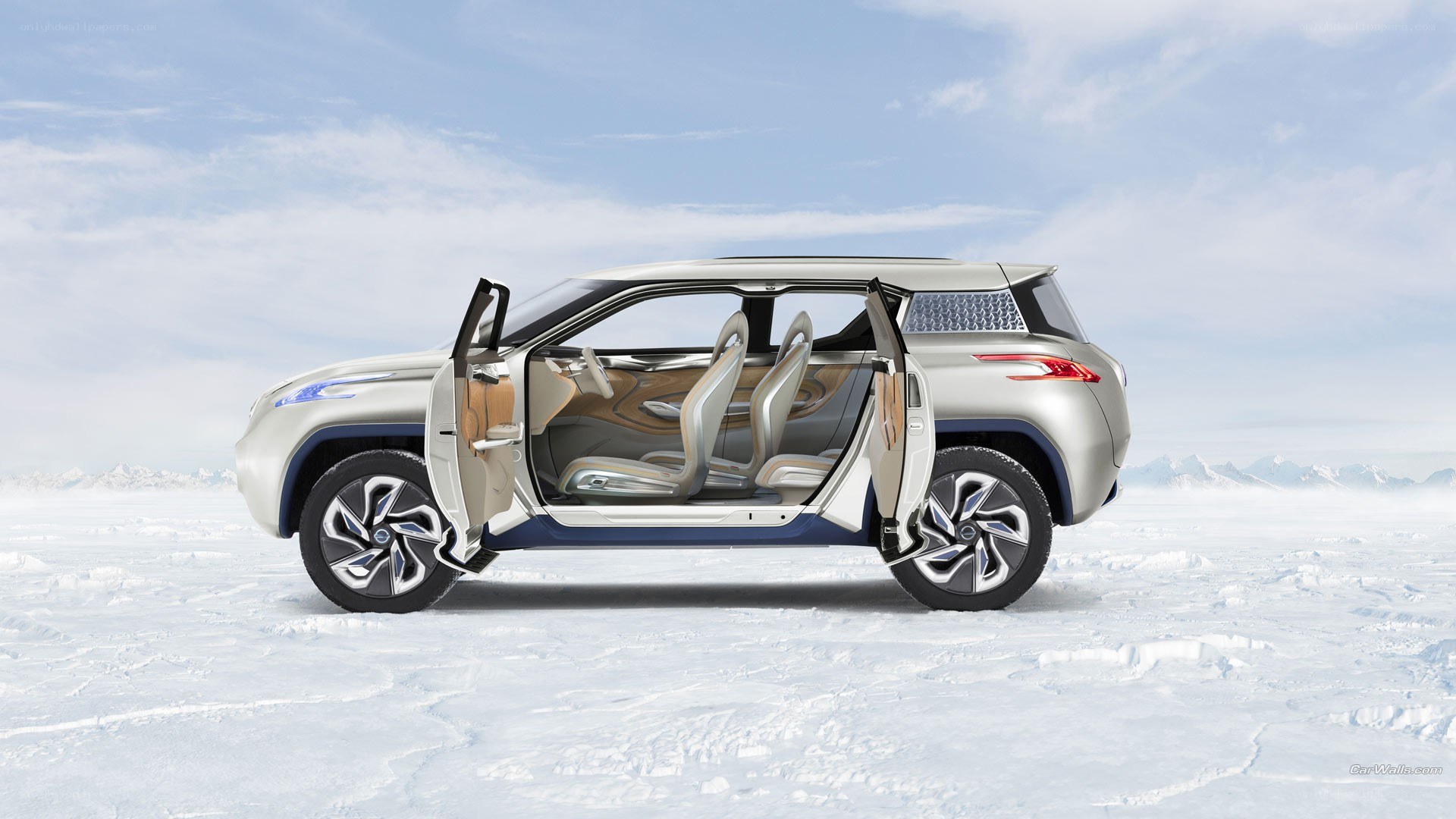 silver concept car in snow