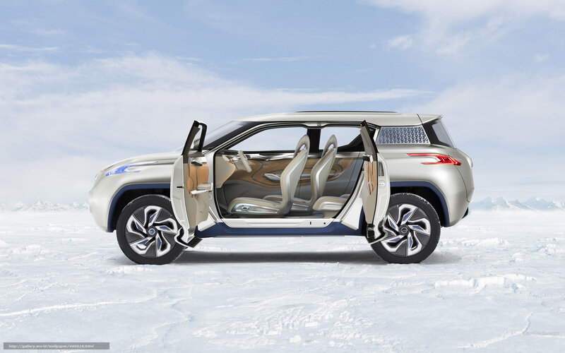 silver concept car in snow