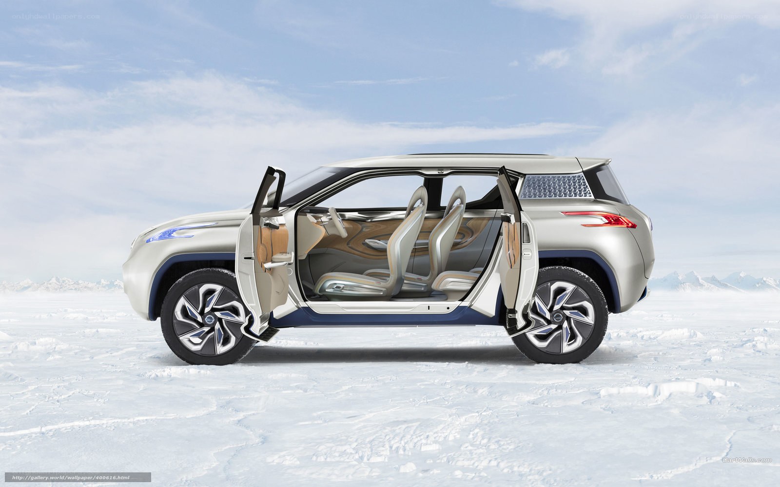 silver concept car in snow