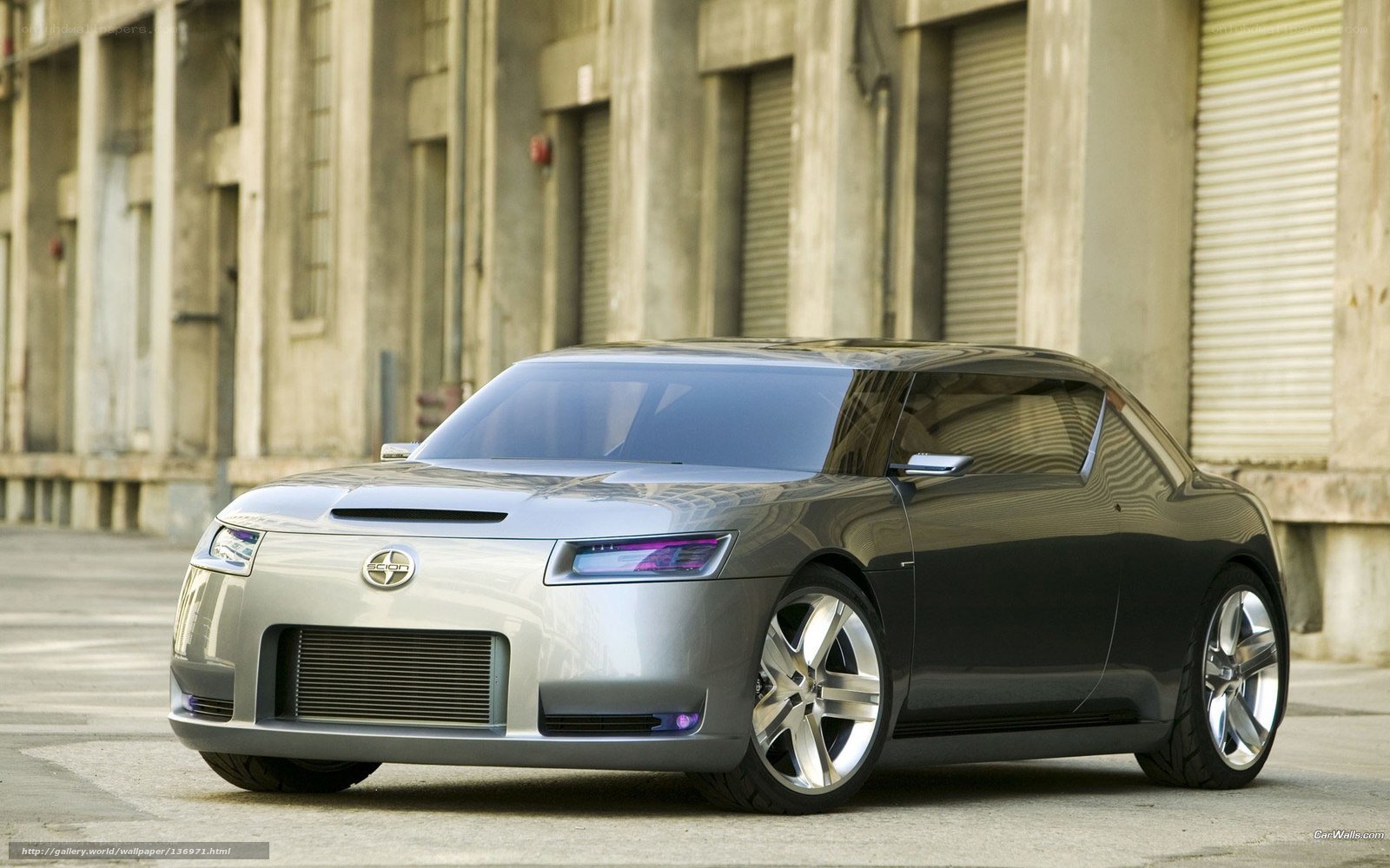 Silver concept car in urban setting