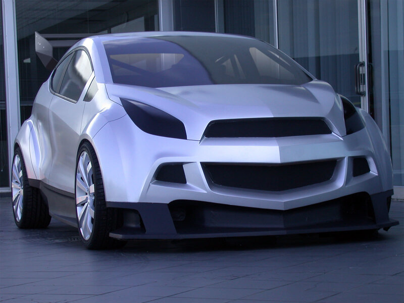 Silver Concept Car — Modern, 3d Render, Building, Windows