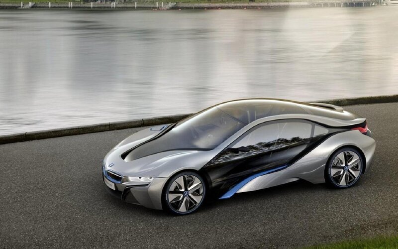 Silver Concept Car — Modern, 3d Render, River