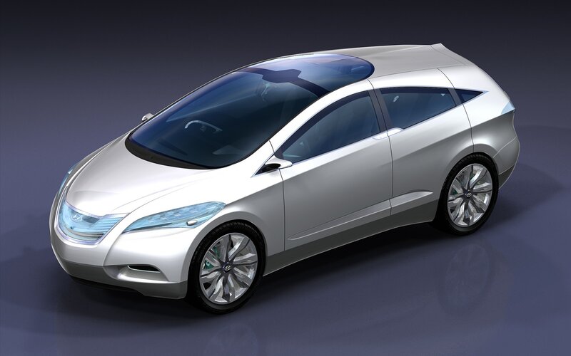 Silver Concept Car — Modern, 3d Render, Windows, Wheels, Blue