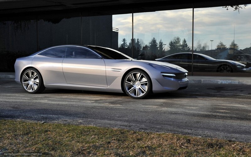 Silver Concept Car — Modern, Afternoon, 3d Render, Glass Building