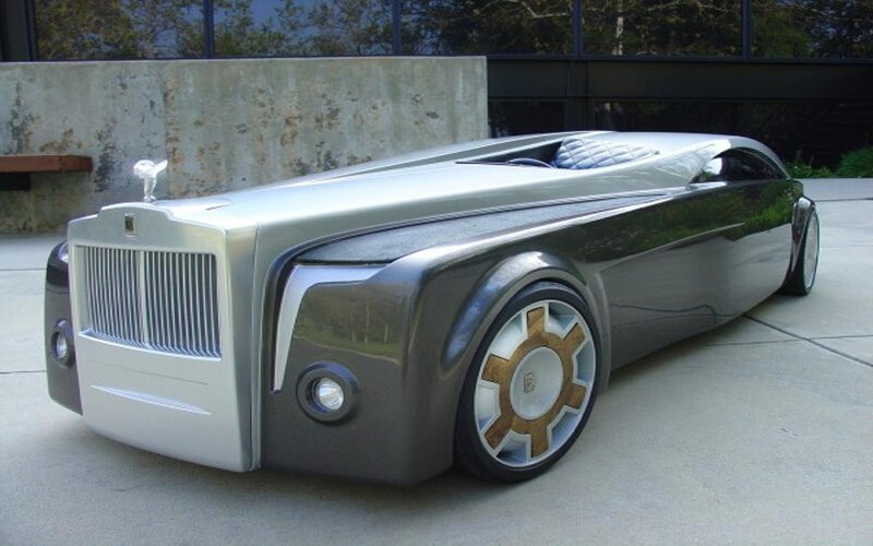 Silver Concept Car — Modern, Afternoon, Photograph, Building