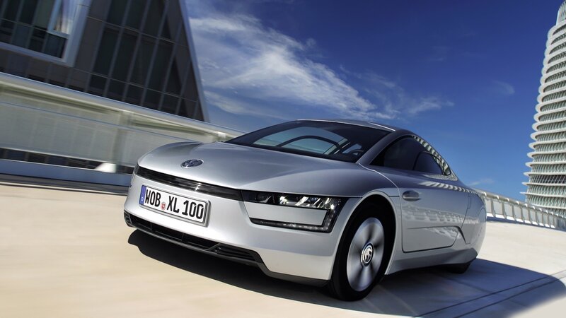 Silver concept car on a bridge