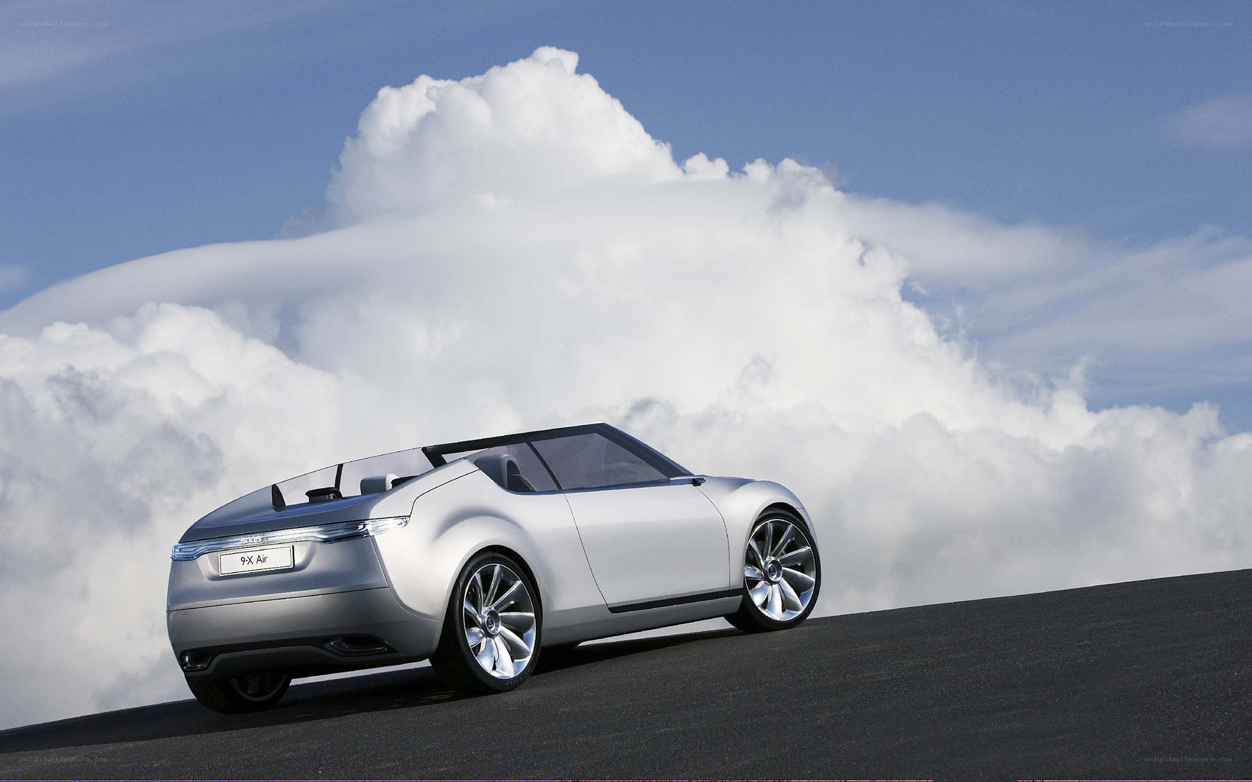 Silver concept car on a road